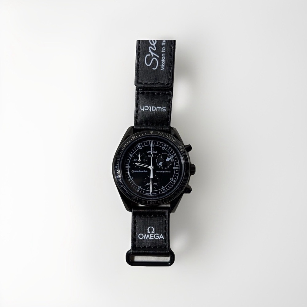 Stainless Steel Modded Omega X Moonswatch: Darkside of the Moon